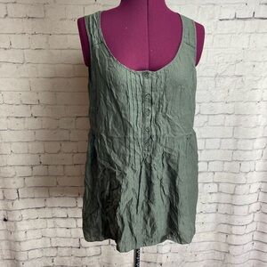 Massimo Dutti silk tank top blouse green gray color